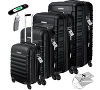 KESSER® Set de 4 Valise rigide de Voyage Avec Roulettes et Poignée | 4 tailles Bagage Cabine ABS Trolley Avec Serrure Noir