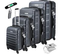 KESSER® Set de 4 Valise rigide de Voyage Avec Roulettes et Poignée | 4 tailles Bagage Cabine ABS Trolley Avec Serrure Anthracite