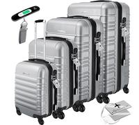 KESSER® Set de 4 valises à Coque Dure, Trolley Valise INCL. Balance + étiquette de Bagage à roulettes, Serrure, 4 roulettes ABS, S-M-L-XL