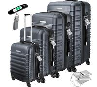 KESSER® Set de 4 valises à Coque Dure, Trolley Valise INCL. Balance + étiquette de Bagage à roulettes, Serrure, 4 roulettes ABS, S-M-L-XL