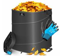KESSER® Set de Sacs de Jardin Pop-up - 1x 219 Litres, Sac à Déchets de Jardin avec Gants, Autoportant avec Poignées, Robuste, Ferme et Repliable, Anthracite/Noir