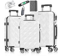 KESSER Set de valises 3 pièces | Set de valises à Coque Rigide en ABS avec Serrure à Combinaison, Balance à Bagages et Portefeuille de Voyage roulettes 360° | Bagages à Main et Grandes valises