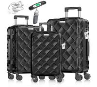 KESSER Set de valises 3 pièces | Set de valises à Coque Rigide en ABS avec Serrure à Combinaison, Balance à Bagages et Portefeuille de Voyage roulettes 360° | Bagages à Main et Grandes valises