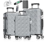 KESSER Set de valises 3 pièces | Set de valises à Coque Rigide en ABS avec Serrure à Combinaison, Balance à Bagages et Portefeuille de Voyage roulettes 360° | Bagages à Main et Grandes valises