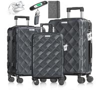 KESSER Set de valises 3 pièces | Set de valises à Coque Rigide en ABS avec Serrure à Combinaison, Balance à Bagages et Portefeuille de Voyage roulettes 360° | Bagages à Main et Grandes valises