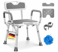 KESSER® Siège de douche avec dossier pour personnes âgées et femmes enceintes, capacité de 150 kg, 6 niveaux, hauteur réglable de 38 à 54 cm, avec pieds antidérapants, tapis et support pour douche