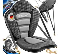 KESSER® Siège de kayak pour SUP Board Stand Up Paddle Siège de surf, siège rembourré pour paddle, paddle, siège rembourré 32 x 38 cm, dossier 51 x 45 cm, montage rapide et facile, noir/gris
