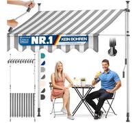KESSER® Store à pince avec manivelle pour balcon - Sans perçage - Résistant aux UV - Réglable en hauteur et imperméable - Protection solaire pour balcon, terrasse et jardin - 200 cm
