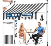 KESSER® Store à pince avec manivelle pour balcon, sans perçage, résistant aux UV, réglable en hauteur et imperméable, protection solaire pour balcon, terrasse et jardin, 350 cm
