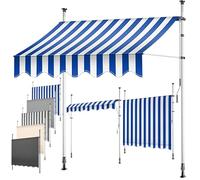 KESSER® Store banne avec manivelle pour Balcon | Store pour Balcon sans Trous à percer, résistant aux UV, réglable en Hauteur, Hydrofuge, protège du Soleil, Toit de terrasse, Bleu/Blanc, 400cm