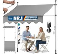 KESSER® Store banne avec manivelle pour Balcon | Store pour Balcon sans Trous à percer, résistant aux UV, réglable en Hauteur, Hydrofuge, protège du Soleil, Toit de terrasse (250cm, Gris)
