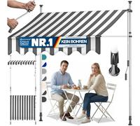 KESSER® Store banne avec manivelle pour Balcon | Store pour Balcon sans Trous à percer, résistant aux UV, réglable en Hauteur, Hydrofuge, protège du Soleil, Toit de terrasse (350cm, Blanc/Gris)