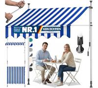 KESSER® Store banne avec manivelle pour Balcon | Store pour Balcon sans Trous à percer, résistant aux UV, réglable en Hauteur, Hydrofuge, protège du Soleil, Toit de terrasse, Bleu/Blanc, 250cm