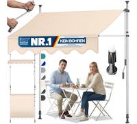 KESSER® Store banne avec manivelle pour Balcon | Store pour Balcon sans Trous à percer, résistant aux UV, réglable en Hauteur, Hydrofuge, protège du Soleil, Toit de terrasse (350cm, Beige)