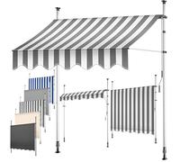 KESSER® Store banne avec manivelle pour Balcon | Store pour Balcon sans Trous à percer, résistant aux UV, réglable en Hauteur, Hydrofuge, protège du Soleil, Toit de terrasse, Blanc/Gris, 300cm