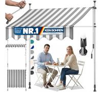 KESSER® Store banne avec manivelle pour Balcon | Store pour Balcon sans Trous à percer, résistant aux UV, réglable en Hauteur, Hydrofuge, protège du Soleil, Toit de terrasse (200cm, Blanc/Gris)