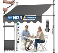 KESSER® Store banne avec manivelle pour Balcon | Store pour Balcon sans Trous à percer, résistant aux UV, réglable en Hauteur, Hydrofuge, protège du Soleil, Toit de terrasse (200cm, Anthracite)