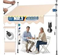 KESSER® Store de balcon avec manivelle et guirlande lumineuse LED - Sans perçage - Résistant aux UV - Réglable en hauteur et imperméable - Protection solaire pour balcon, terrasse et jardin - 150 cm