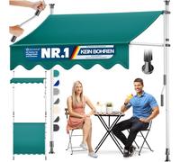 KESSER® - Store de balcon avec manivelle | Store de balcon sans perçage | Store résistant aux UV réglable en hauteur et imperméable | pour balcon, terrasse et jardin, toit de terrasse 150 cm