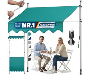 KESSER® Store de balcon avec manivelle | Store de balcon sans perçage | Store résistant aux UV, réglable en hauteur et imperméable | pour balcon, terrasse et jardin, toit de terrasse 250 cm