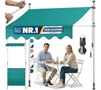 KESSER® - Store de balcon sans perçage avec manivelle, résistant aux UV, imperméable, réglable en hauteur, pour balcon, terrasse et jardin, toit de terrasse 350 cm