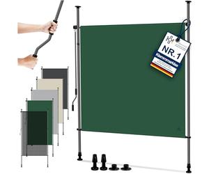 KESSER® Store extérieur Vertical 100x310cm Extensible & Opaque | Store Vertical avec manivelle sans perçage | Paravent de Balcon & Coupe-Vent pour Jardin & terrasse Imperméable Vert foncé