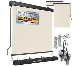 KESSER Store vertical 140 x 250 cm - Mécanisme à manivelle - Store de balcon - Protection solaire et brise-vue - Protection solaire avec manivelle - Caisson de store pour balcon et terrasse - Kit de