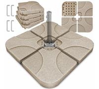 KESSER® Support de parasol 4 pièces poids de parasol support de parasol pour parasol déporté croix de base 60 litres / 80 kg à remplir avec de l'eau ou du sable y compris connecteur en métal support