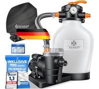 KESSER® Système de Filtre à Sable + 700 g de Billes filtrantes remplacent 25 kg Filtre à Sable vanne 7 Voies avec indicateur de Pression Filtre de Piscine 10 mġ/h cuve de Filtre (Blanc)