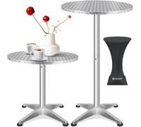 KESSER® Table de bistrot 2 en 1 - Plateau en aluminium et acier inoxydable - Hauteur réglable 70 cm/115 cm - Table de fête Ø 80 cm - Pour l'intérieur et l'extérieur - Table de réception - Argenté