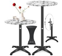 KESSER Table de bistrot pliable 2 en 1 - Plateau en aluminium et acier inoxydable - Hauteur réglable 70 cm/115 cm - Table de fête Ø 80 cm - Table de réception intérieure et extérieure - Table pliante