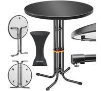 KESSER Table de bistrot pliable - Plateau en acier inoxydable revêtu par pulvérisation - Pieds réglables en hauteur - Table de fête Ø 70 cm - Pour l'intérieur et l'extérieur - Table de réception