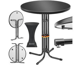 KESSER Table de bistrot pliable - Plateau en acier inoxydable revêtu par pulvérisation - Pieds réglables en hauteur - Table de fête Ø 70 cm - Pour l'intérieur et l'extérieur - Table de réception