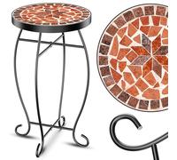 KESSER Table de bistrot ronde en mosaïque - 60 x 34 cm - Table d'appoint en métal - Table d'appoint pour balcon, terrasse, balcon - Mosaïque de pierre - Table de jardin - Pour l'intérieur et