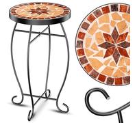 KESSER Table de bistrot ronde en mosaïque - 60 x 34 cm - Table d'appoint en métal - Table d'appoint - Table de balcon - Table de terrasse - Mosaïque de pierre - Table de jardin - Pour l'intérieur et