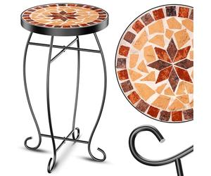 KESSER Table de bistrot ronde en mosaïque - 60 x 34 cm - Table d'appoint en métal - Table d'appoint - Table de balcon - Table de terrasse - Mosaïque de pierre - Table de jardin - Pour l'intérieur et