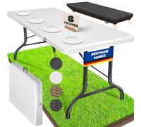 KESSER® Table de buffet, pliable, en plastique, 183 x 76 cm, idéale pour le camping, les fêtes, le jardin, la terrasse et le balcon, pour 6 personnes, avec poignée de transport, blanche