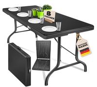 KESSER® Table de buffet, pliable, en plastique, 183 x 76 cm, idéale pour le camping, les fêtes, le jardin, la terrasse et le balcon, pour 6 personnes, avec poignée de transport, anthracite