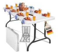 KESSER® Table de buffet pliable en plastique - 220 x 68 cm - Table de camping - Table de fête - Table de jardin pliable pour jardin, terrasse et balcon - 10 personnes - Avec housse et poignée de