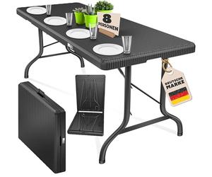 KESSER® Table de Buffet Pliante en Plastique 180x75 cm - Aspect Rotin pour Camping, Fête, Jardin, Terrasse et Balcon - Anthracite