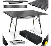 KESSER® Table de camping pliable avec cadre en aluminium - Plateau de table enroulable - Hauteur réglable - Avec sac de transport avec dragonne - 120 x 70 cm - Jusqu'à 30 kg - Anthracite