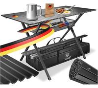 KESSER® Table de camping pliable avec cadre en aluminium - Plateau de table enroulable - Hauteur réglable de 145 cm x 70 cm - Jusqu'à 100 kg - Avec sac de transport avec dragonne et sac en filet