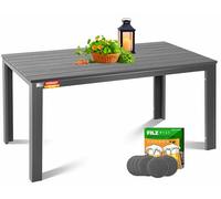 KESSER Table de jardin 156 x 78 cm pour 6 personnes - Résistante aux intempéries et aux UV - Table d'extérieur avec structure en acier revêtu par pulvérisation et plateau de table en plastique aspect