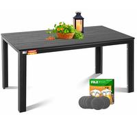 KESSER® Table de jardin - 156 x 78 cm - Pour jusqu'à 6 personnes - Résistante aux intempéries et aux UV - Table d'extérieur avec cadre en acier revêtu par pulvérisation et plateau en plastique aspect