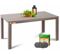 KESSER® Table de jardin - 156 x 78 cm - Pour jusqu'à 6 personnes - Résistante aux intempéries et aux UV - Table d'extérieur avec cadre en acier revêtu par pulvérisation et plateau en plastique aspect