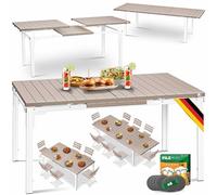 KESSER® Table de jardin extensible 180/240 x 90 cm extensible jusqu'à 8 personnes avec structure en acier revêtu par pulvérisation et plateau de table en polyéthylène haute densité résistant aux