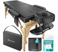 KESSER Table de massage mobile avec pieds en bois pliable et réglable en hauteur max. 250 kg, 2 zones, table de massage, table de massage, table cosmétique, large table thérapeutique, appui-tête et
