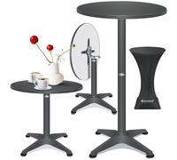 KESSER® - Table Haute 2en1 de Bistrot avec Housse en Aluminium INOX | Réglable en Hauteur | Pour Fête et Réception | In & Outdoor | 4 Pieds, Ø 80 cm, Anthracite, 1er Set