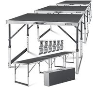 KESSER Table multifonction professionnelle 3 pièces, 100 x 60 cm, charge totale de 90 kg, avec fonction extensible, table pliante pour marché aux puces, table d'appoint, table de camping, réglable en