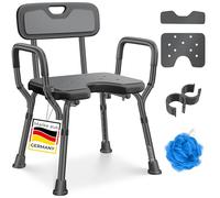 KESSER Tabouret de douche avec dossier pour personnes âgées et femmes enceintes - Charge maximale : 150 kg - 6 niveaux réglables en hauteur de 38 à 54 cm